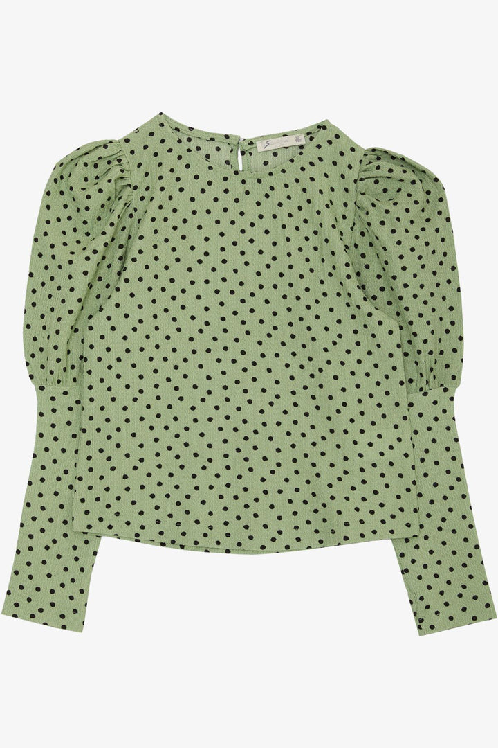 BRE Escabel Girl's Blouse with Polka Dot Pattern Balloon Sleeve 54 Years, Green - Vawkavysk