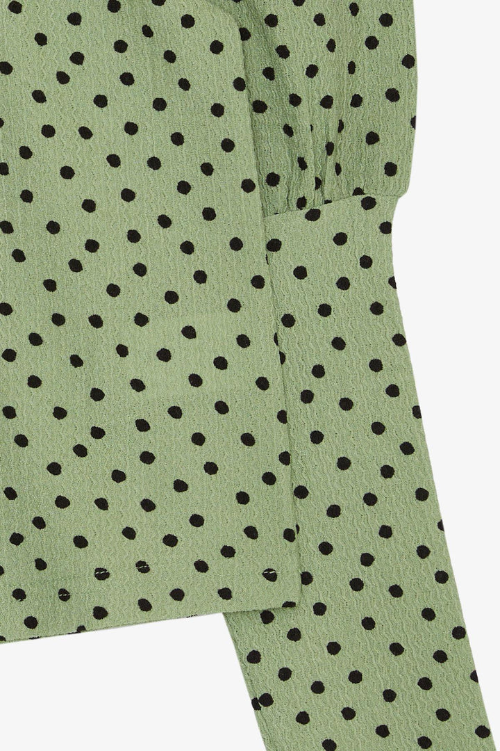 BRE Escabel Girl's Blouse with Polka Dot Pattern Balloon Sleeve 54 Years, Green - Vawkavysk