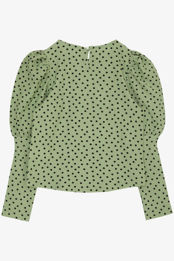 BRE Escabel Girl's Blouse with Polka Dot Pattern Balloon Sleeve 54 Years, Green - Vawkavysk