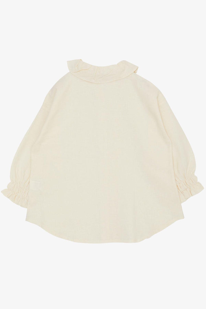 BRE Escabel Girl's Shirt with Ruffled Bib Collar Elasticated Cuffs 104 Years, Cream - Castrop-Rauxel