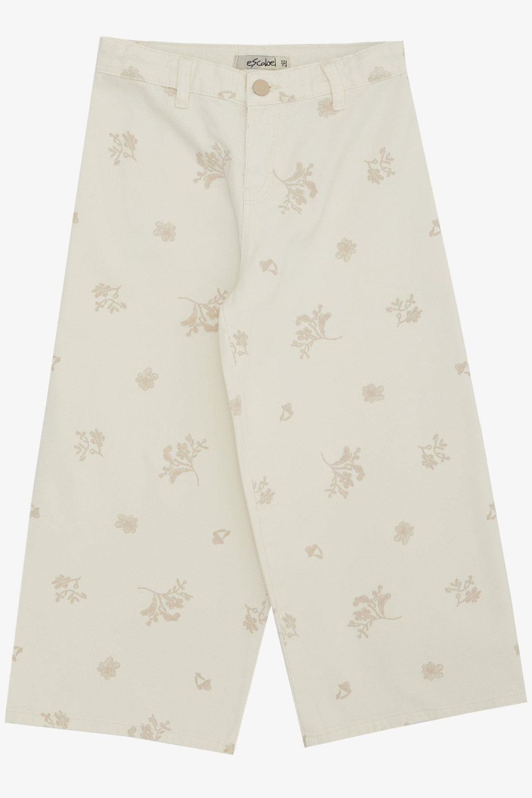 BRE Escabel Girl's Floral Pattern Wide Leg Jeans 54 Years, Cream - Morgan Hill