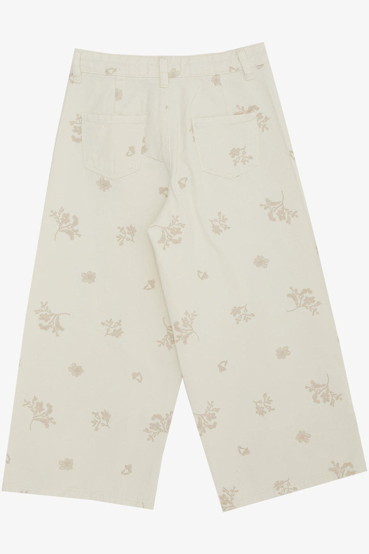 BRE Escabel Girl's Floral Pattern Wide Leg Jeans 54 Years, Cream - Morgan Hill