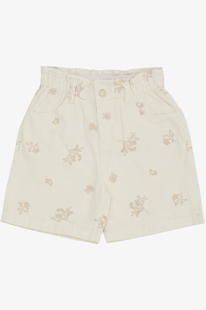 BRE Escabel Girl's Floral Patterned Denim Shorts 104 Years, Cream - Sidcup