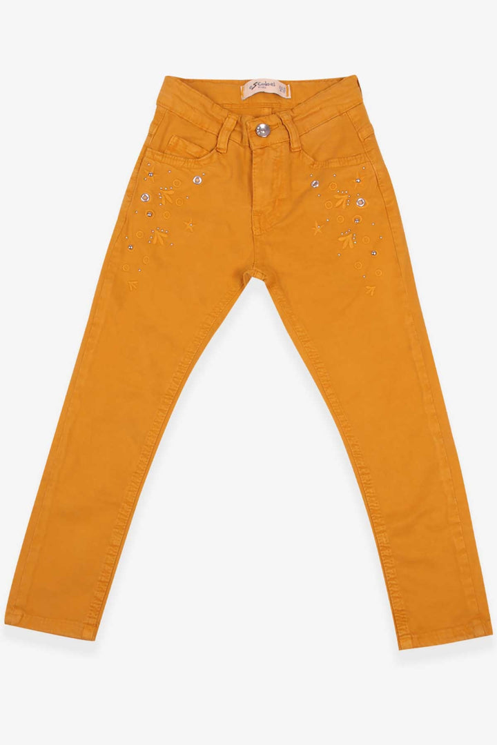 BRE Escabel Girl's Denim Pants with Bird Eye Accessories, Mustard Yellow, 56 Years - Chioggia