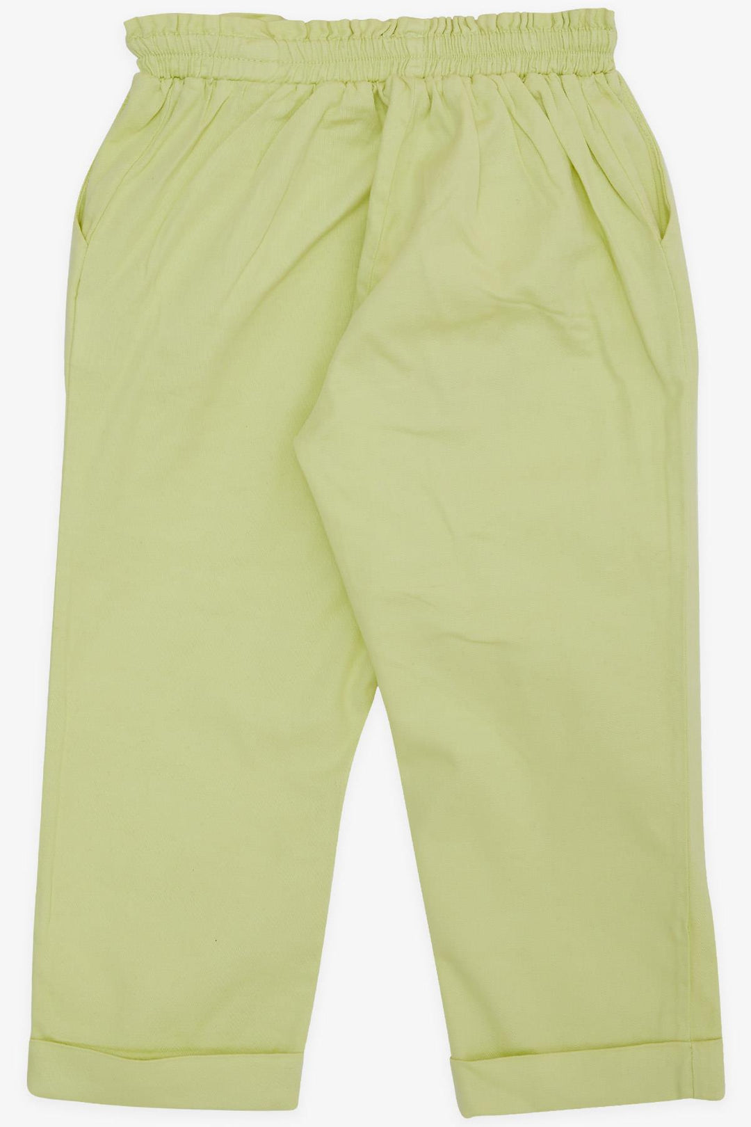 BRE Escabel Girl's Elastic Waistband Pants with Pockets and Belt, 2-6 Years, Pistachio Green - Alhambra