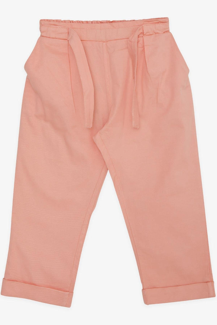 BRE Escabel Girl's Pants with Elastic Waistband, Pockets and Belt, 2-6 Years, Salmon - North Las Vegas