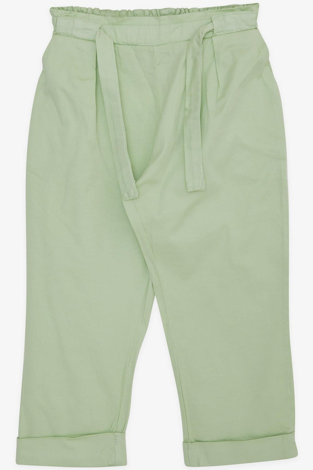 BRE Escabel Girl's Pants with Elastic Waistband, Pockets and Belt, 2-6 Years, Aqua Green - Toledo