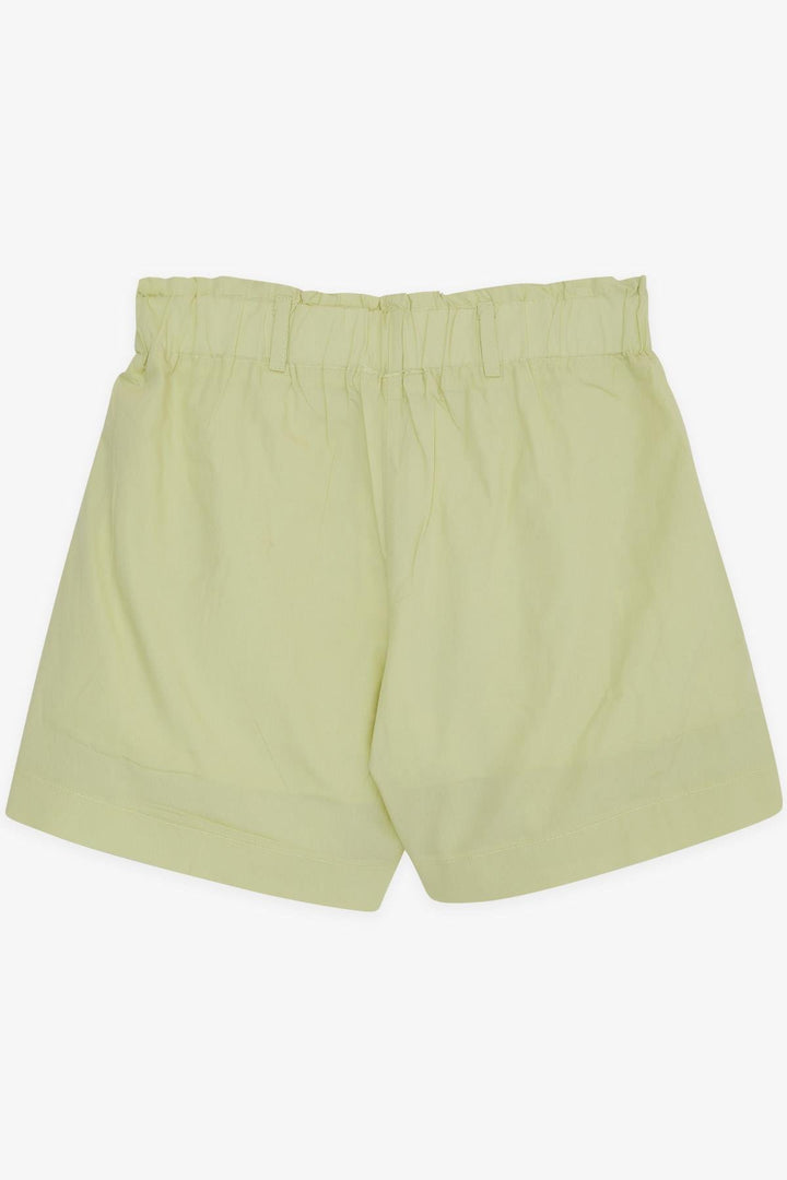 BRE Escabel Girl's Shorts Elastic Waist Adjustable Pocket Elastic Accessorized 4-8 Years, Pistachio Green - Quincy