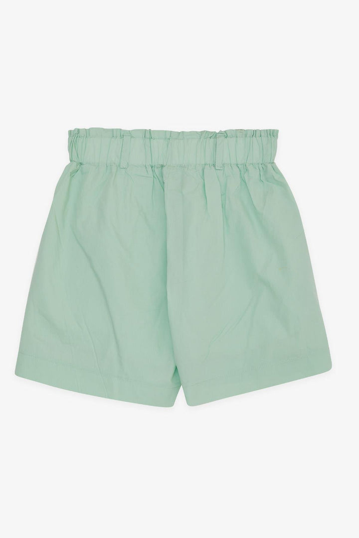 BRE Escabel Girl's Shorts Elastic Waistband Adjustable Pocket Elastic Accessorized 4-8 Years, Aqua Green - Pinotepa