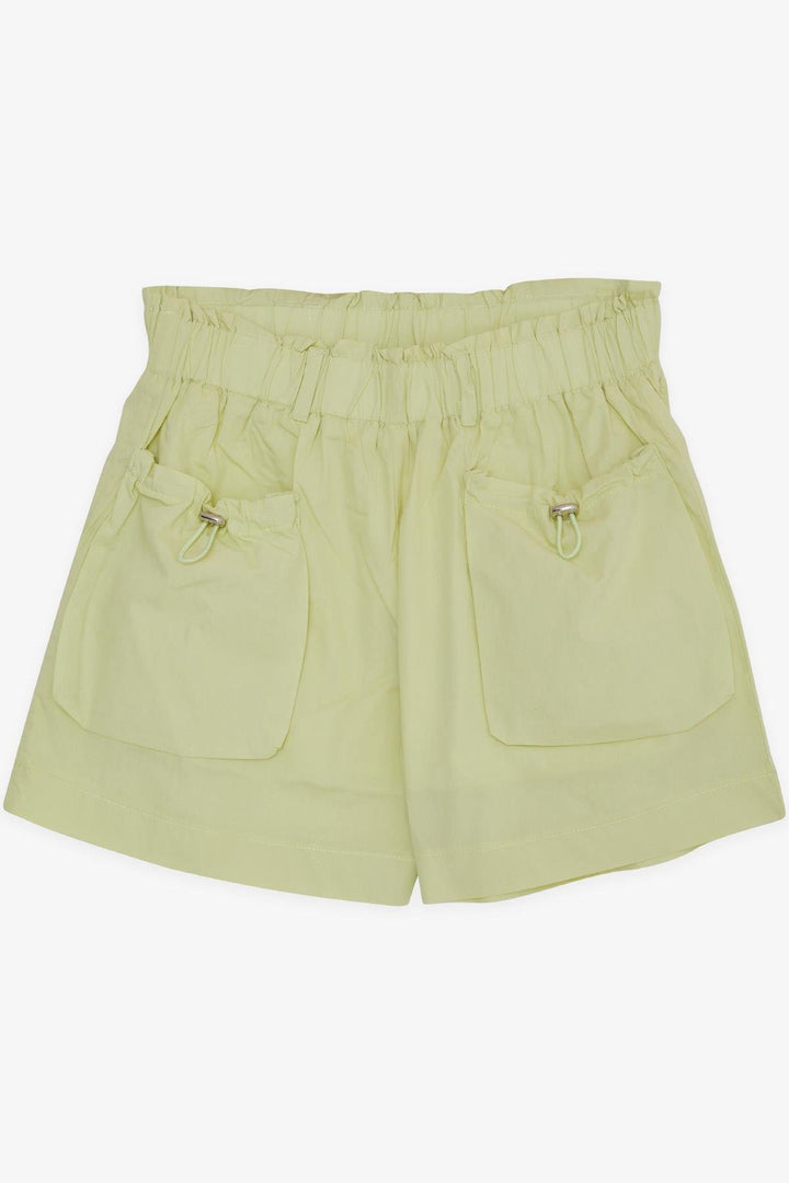 BRE Escabel Girl's Shorts Elastic Waist Adjustable Pocket Elastic Accessorized 4-8 Years, Pistachio Green - Quincy