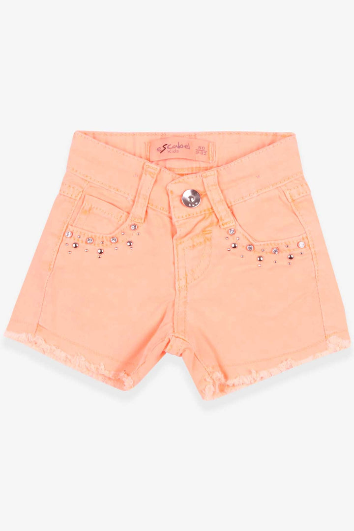 BRE Escabel Girl's Shorts with Stone Accessories Pocket, 1-4 Years, Orange - Sievierodonetsk