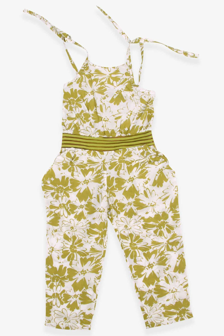 BRE Escabel Girl's Jumpsuit with Flower Pattern, Pistachio Green, 1-4 Years - Köniz