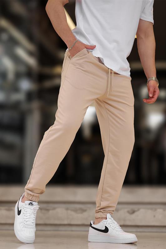 MDX Beige Men's Basic Pocketed Elastic Waist Sweatpants 6547 - Commerce City