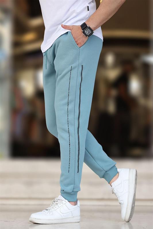 MDX Blue Men's Sweatpants with Elastic Waistband and Side Striped Printed 6551 - Conflans-Sainte-Honorine