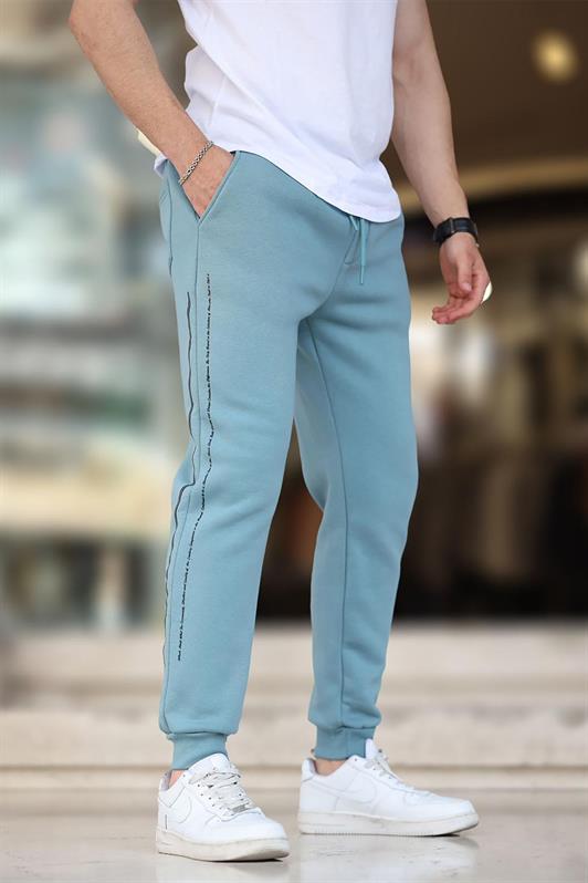 MDX Blue Men's Sweatpants with Elastic Waistband and Side Striped Printed 6551 - Conflans-Sainte-Honorine