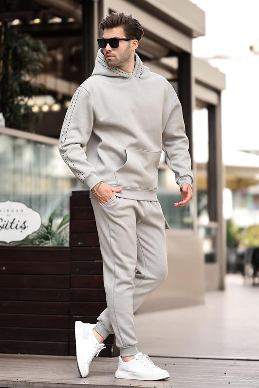 MDX Hooded Sweat Suit for Men in Gray with Elastic Cuffs 5957 - Jefferson City