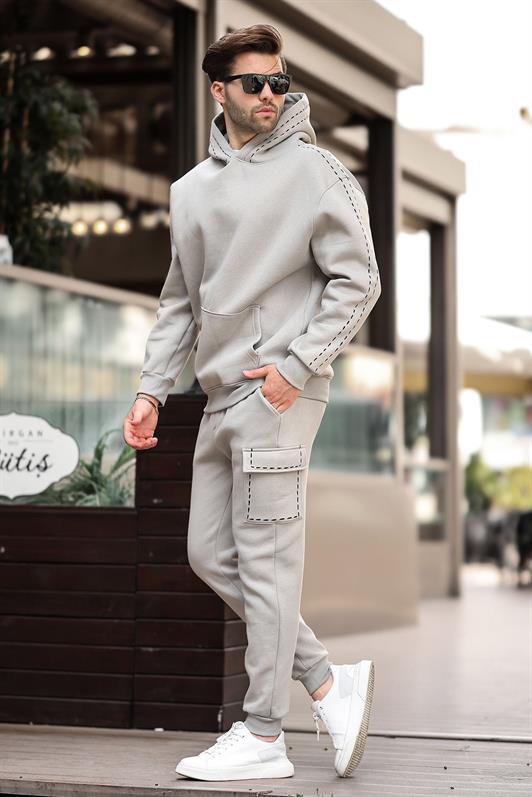 MDX Hooded Sweat Suit for Men in Gray with Elastic Cuffs 5957 - Jefferson City