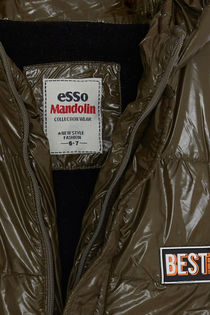 BRE Esso Mandolin Boys' Jacket with Hood and Zipper, Dark Khaki Green, 60 Years - Sunrise Manor