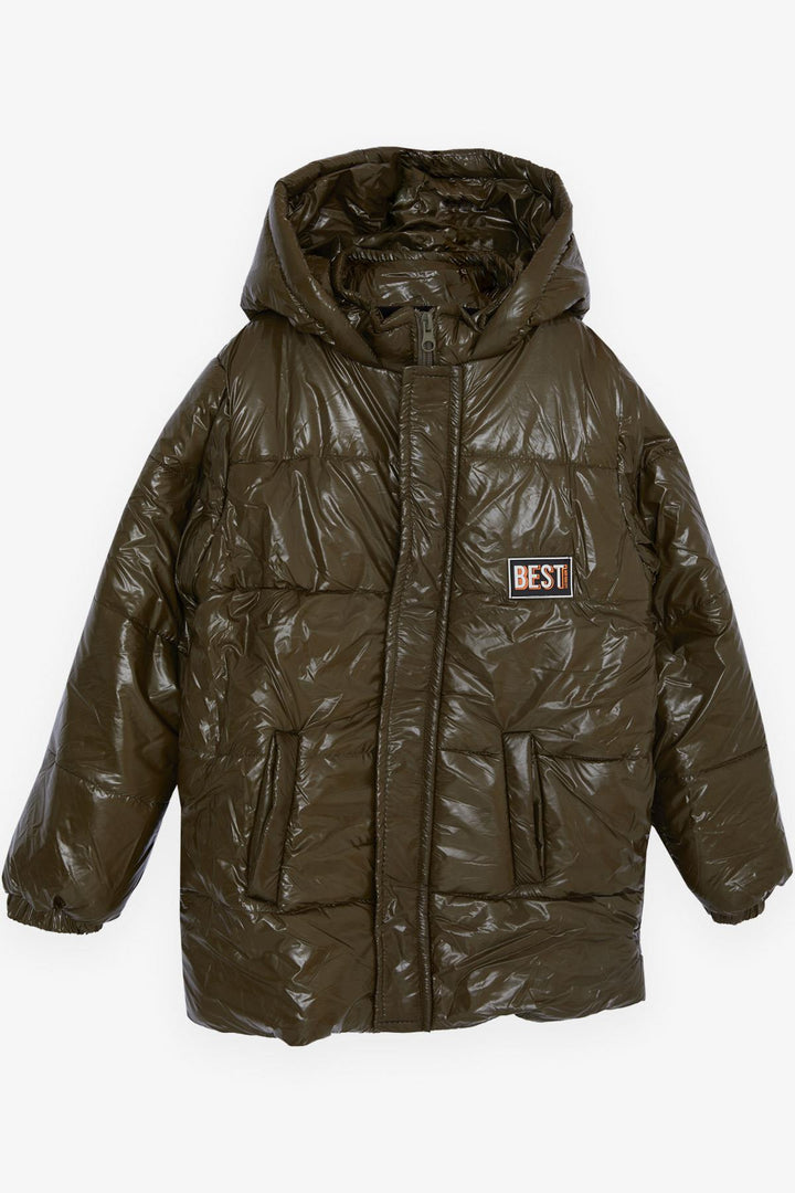 BRE Esso Mandolin Boys' Jacket with Hood and Zipper, Dark Khaki Green, 60 Years - Sunrise Manor