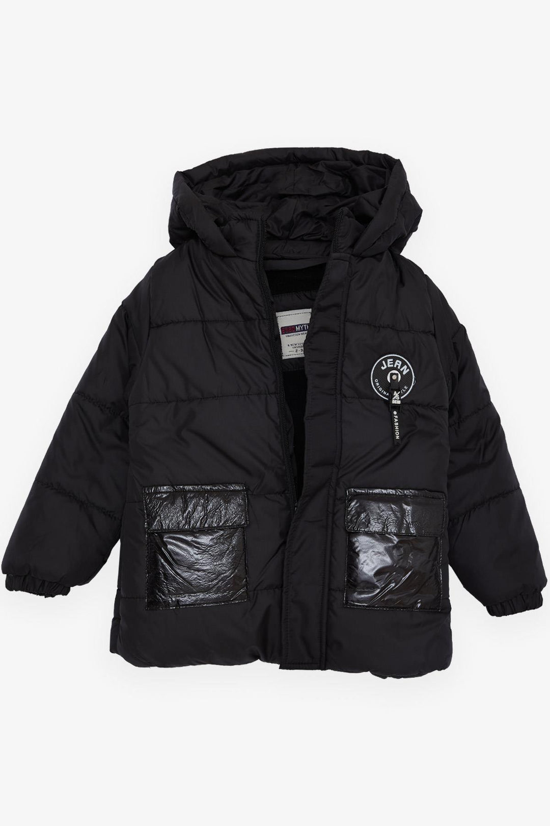 BRE Esso Mandolin Boys' Jacket with Pockets Hooded Logo 2-6 Years, Black - Călăraşi