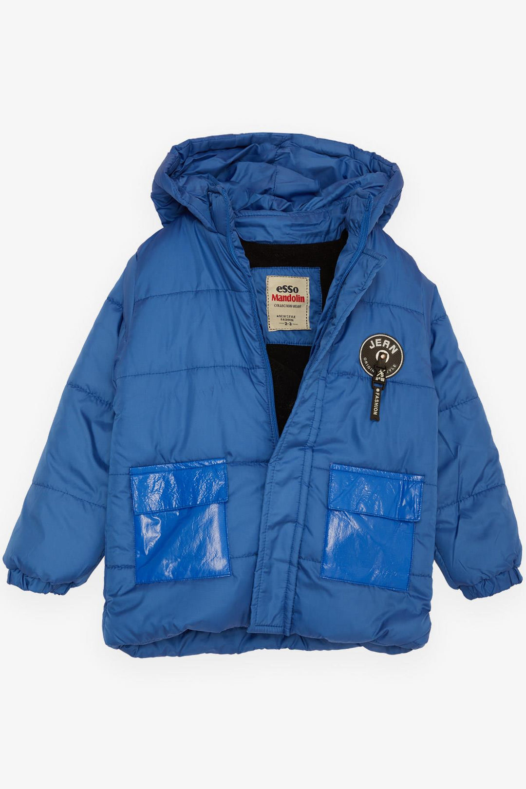 BRE Esso Mandolin Boys' Jacket with Pockets Hooded Logo 2-6 Years, Saxe Blue - Rome