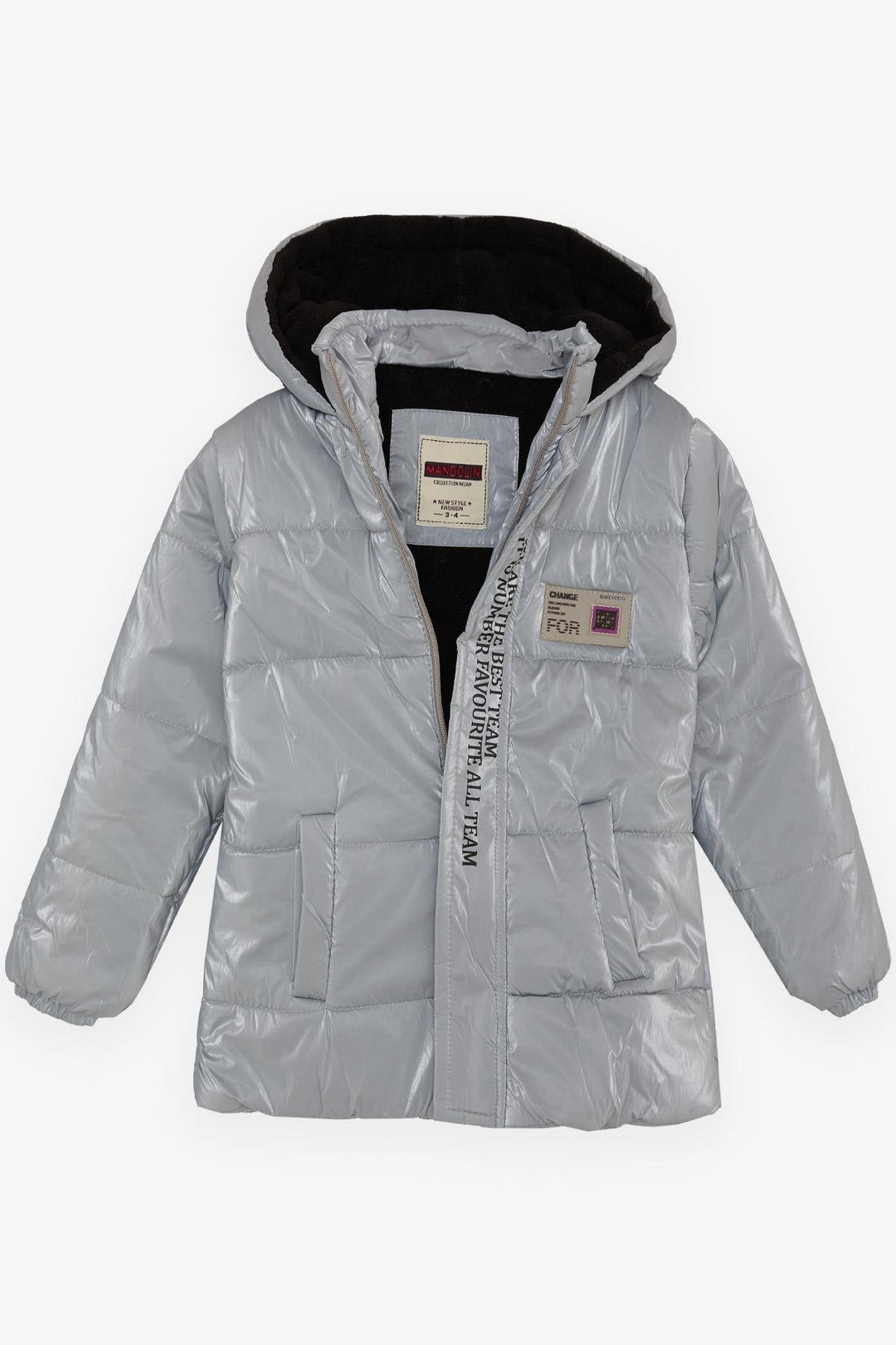 BRE Esso Mandolin Boys' Jacket with Pockets Hooded Logo 2-6 Years, Grey - North Bergen