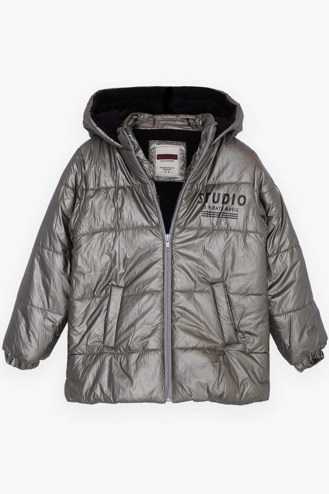 BRE Esso Mandolin Boy's Jacket with Zipper Hood Printed 2-6 Years, Silver - Buchholz in der Nordheide