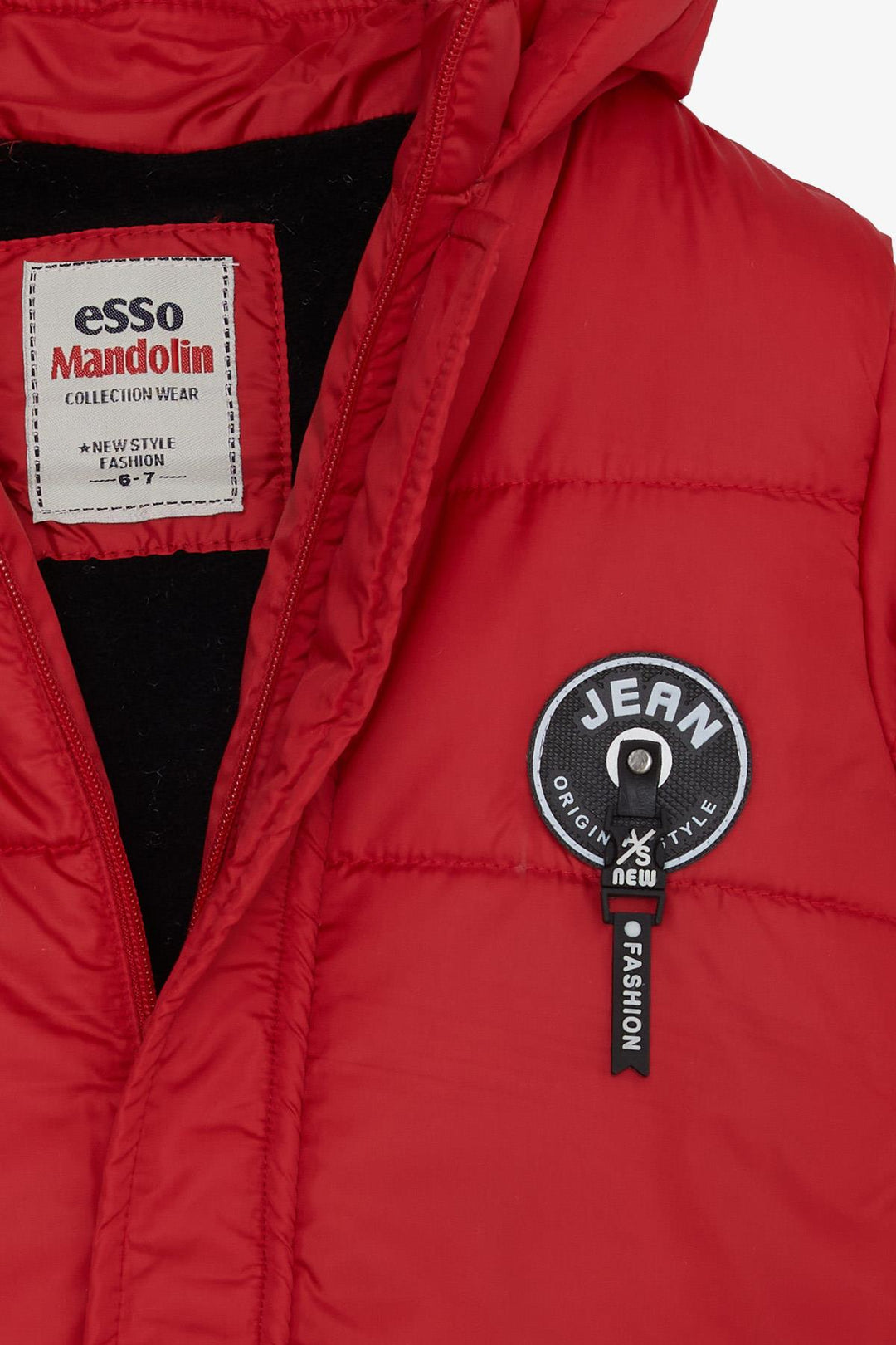 BRE Esso Mandolin Boys' Jacket with Zipper Hooded Logo 60 Years, Red - Teoloyucan