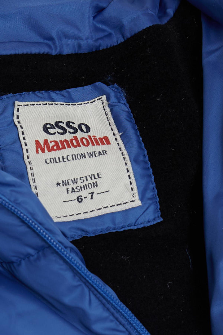 BRE Esso Mandolin Boys' Jacket with Zipper Hooded Logo 60 Years, Sapphire Blue - Orsha