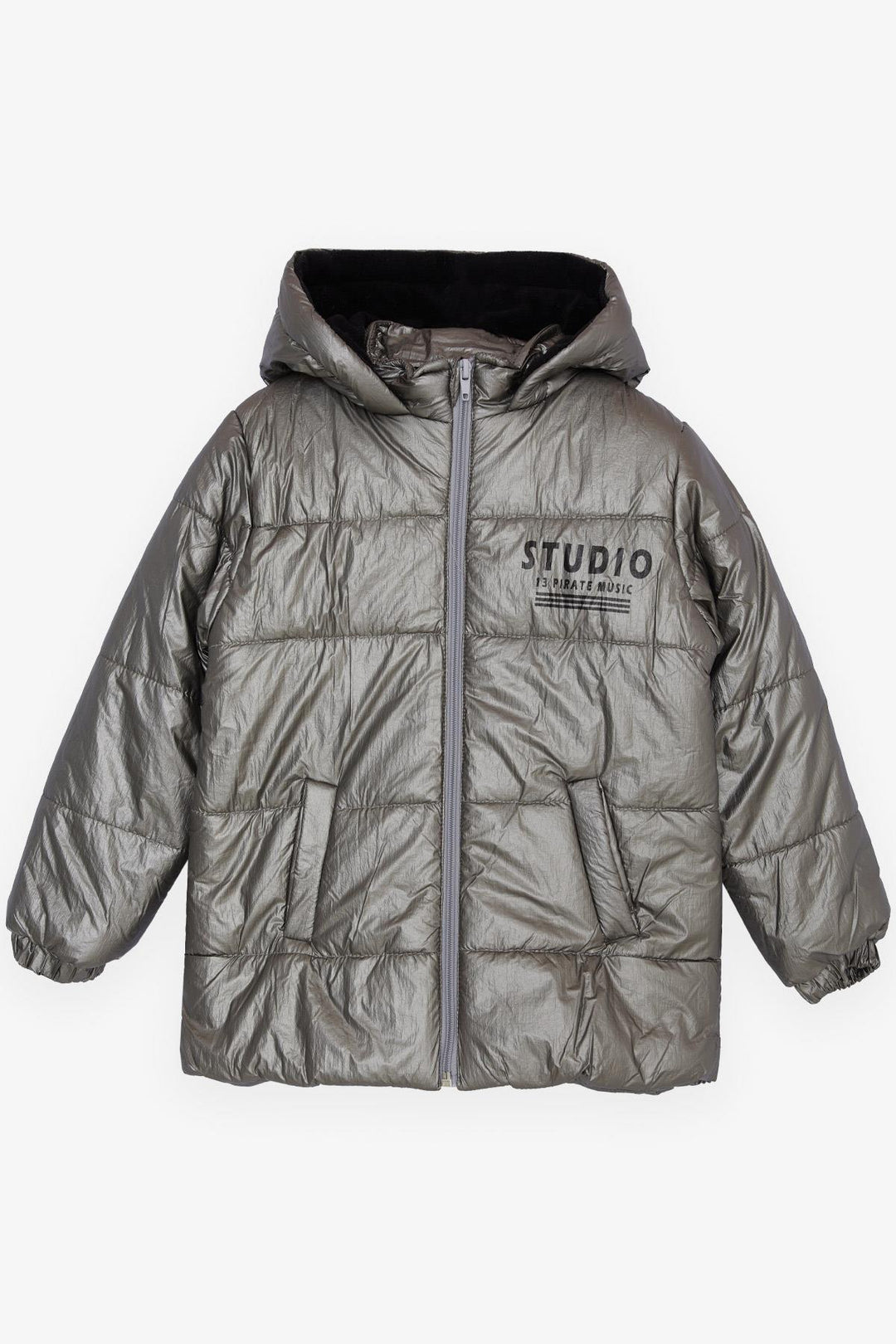 BRE Esso Mandolin Boy's Jacket with Zipper Hood Printed 2-6 Years, Silver - Buchholz in der Nordheide