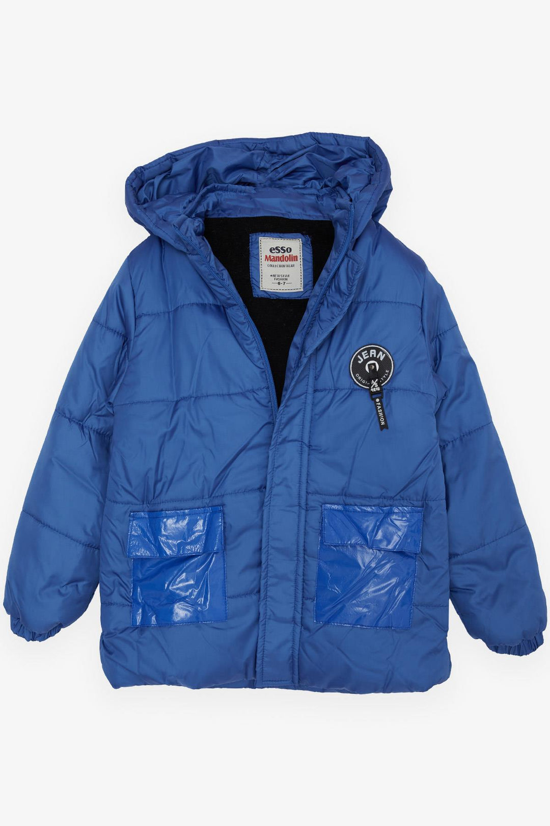 BRE Esso Mandolin Boys' Jacket with Zipper Hooded Logo 60 Years, Sapphire Blue - Orsha