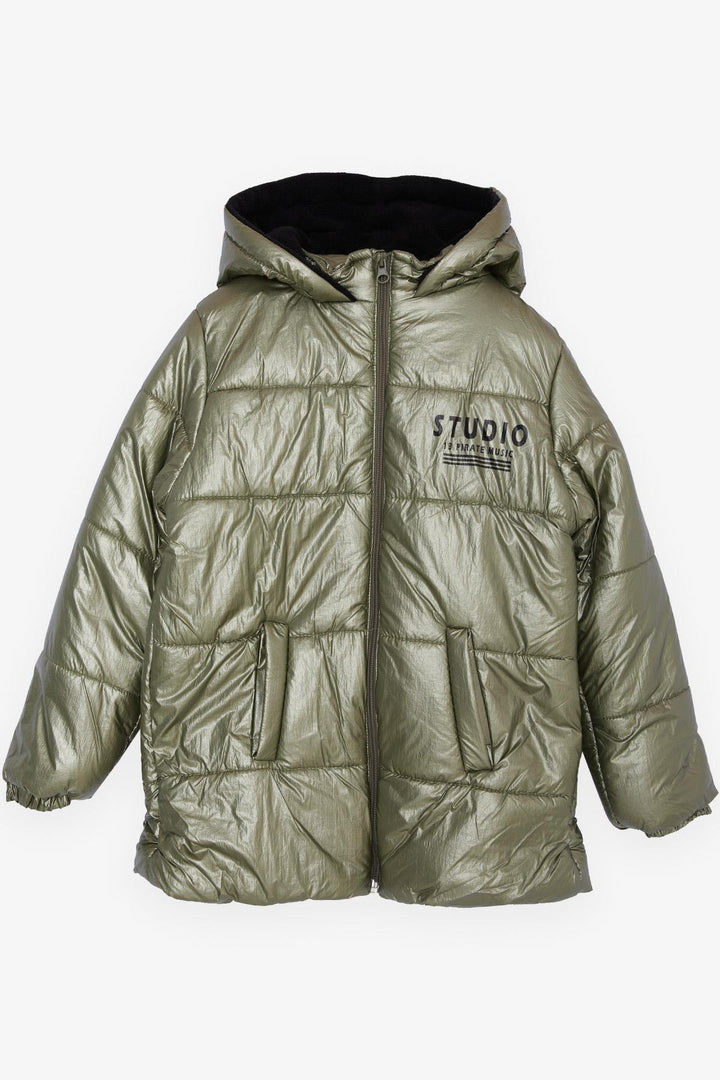 BRE Esso Mandolin Boy's Jacket with Zipper Hood Printed 60 Years, Khaki Green - Francavilla Fontana