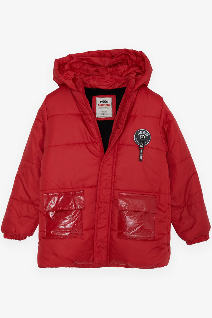 BRE Esso Mandolin Boys' Jacket with Zipper Hooded Logo 60 Years, Red - Teoloyucan