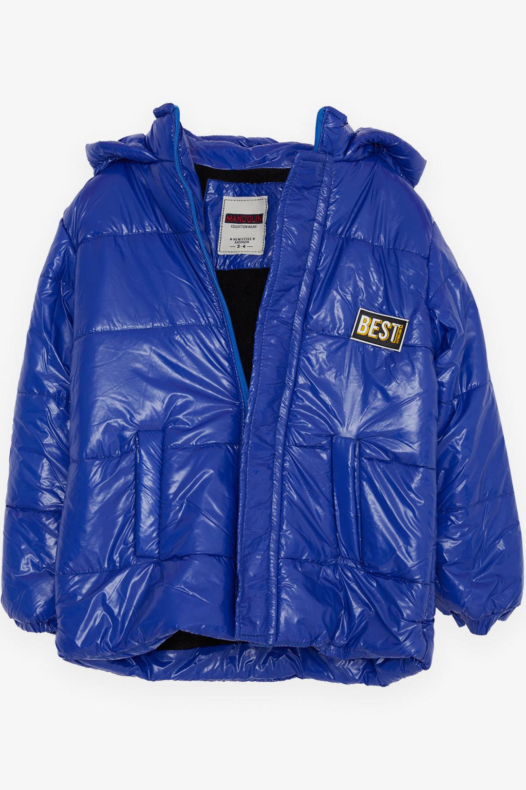 BRE Esso Mandolin Boys' Jacket with Zippered Hooded Logo 2-6 Years, Saxe Blue - Salamanca