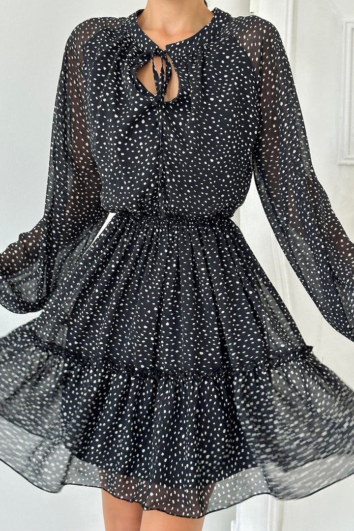 ELS Layered Polka Dot Dress - Black - Pleasant Grove