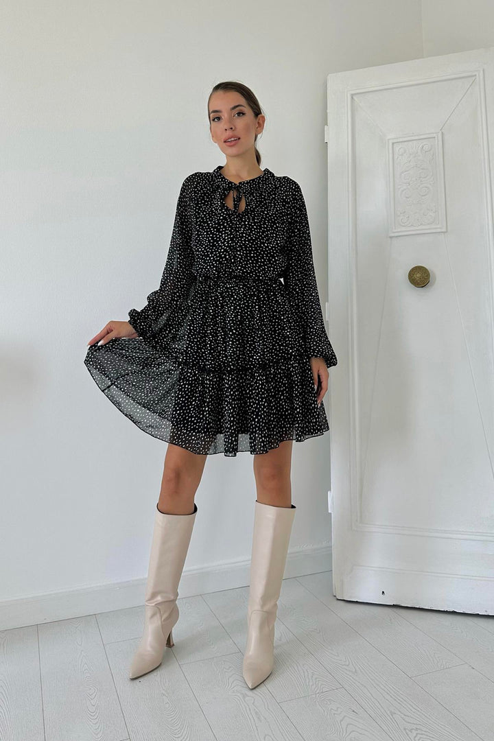 ELS Layered Polka Dot Dress - Black - Pleasant Grove