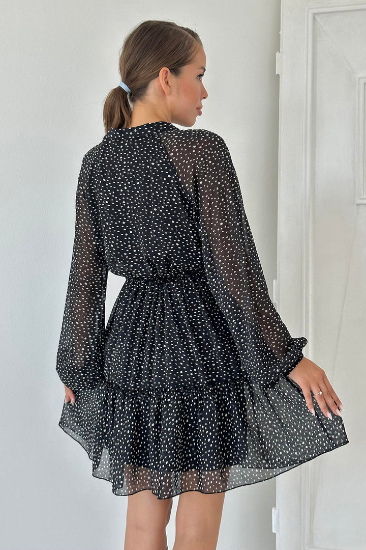 ELS Layered Polka Dot Dress - Black - Pleasant Grove