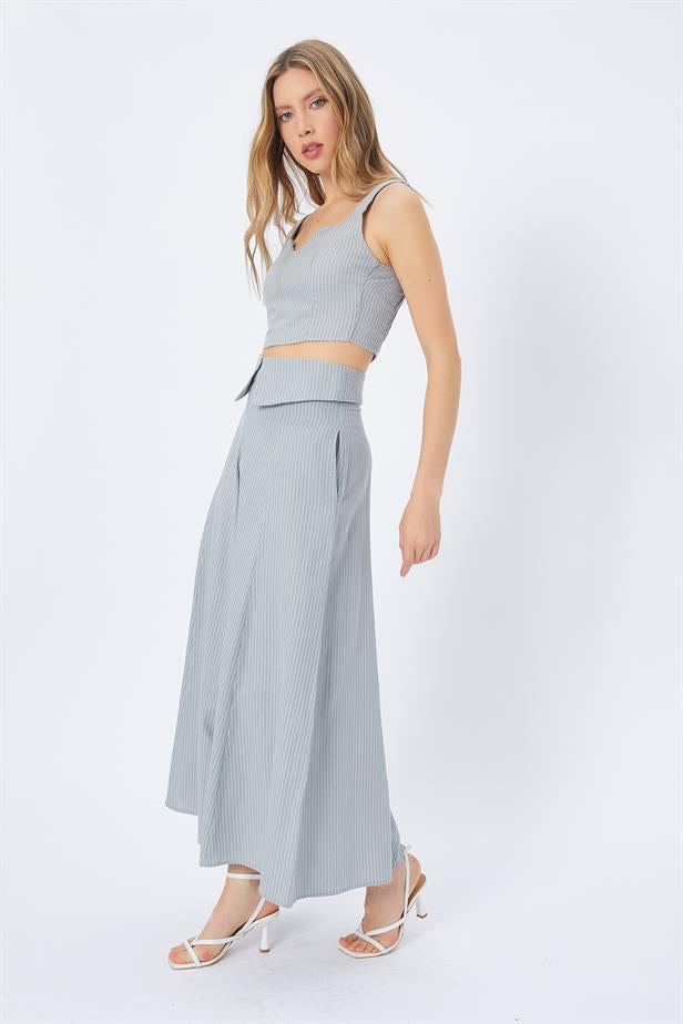 RYN Pocket Long Skirt - GRAY - Rende