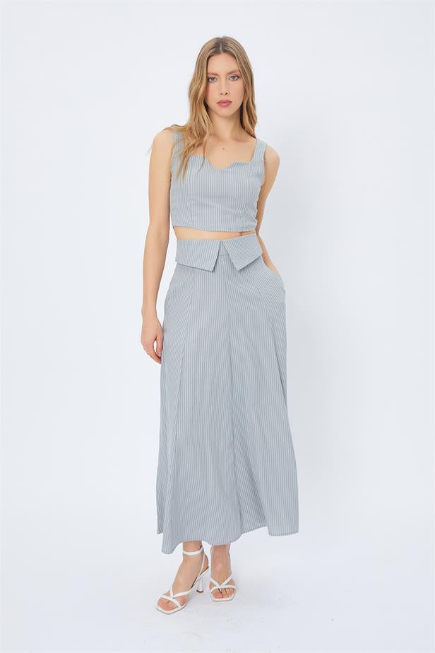 RYN Pocket Long Skirt - GRAY - Rende