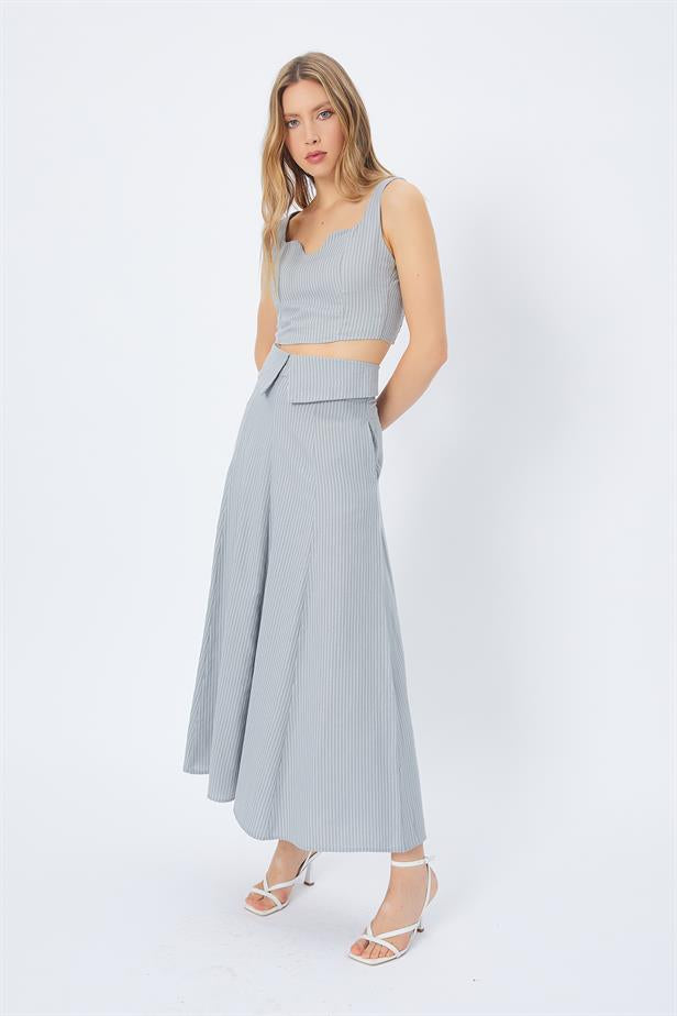 RYN Pocket Long Skirt - GRAY - Rende