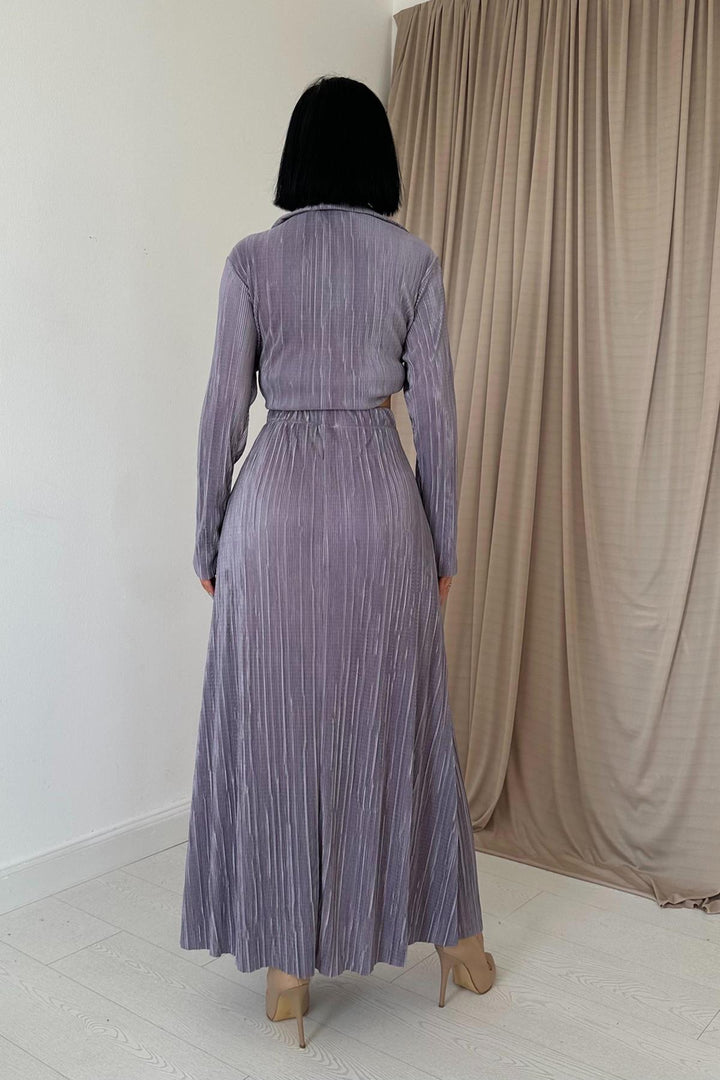 ELS Ribbed Shirt and Long Skirt Set - Lilac - Navojoa