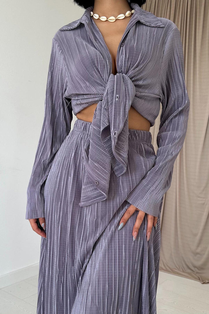 ELS Ribbed Shirt and Long Skirt Set - Lilac - Navojoa