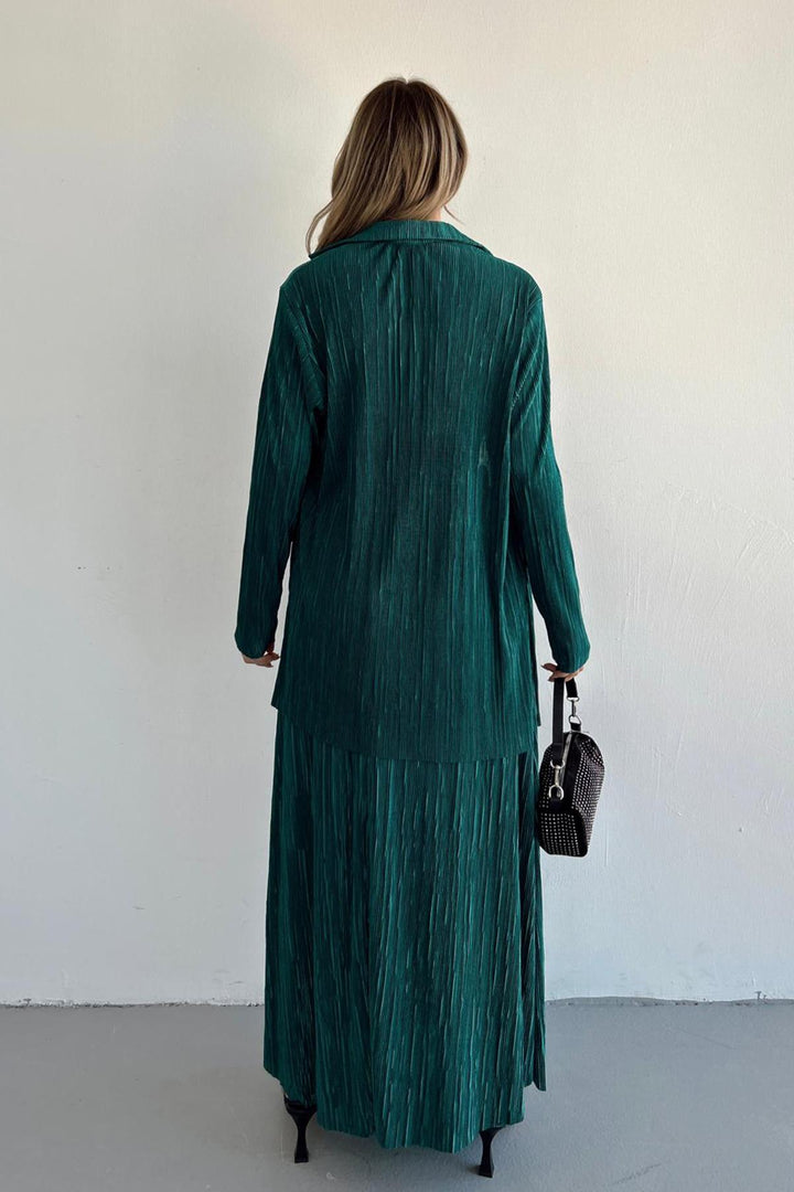 ELS Ribbed Shirt and Long Skirt Set - Emerald - Barcelos