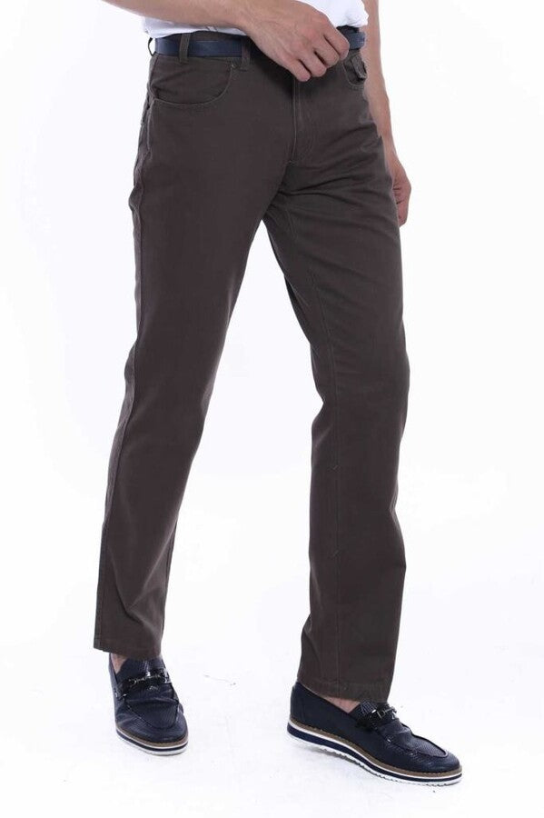 WSS Flap Pockets Suede Cotton Slim Fit Khaki Men Pants  - Singen