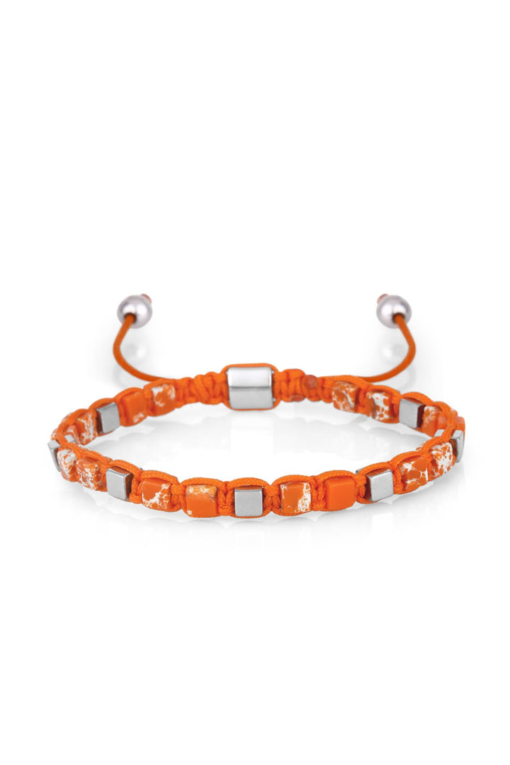 NVM FRNCH Visitor Stone Cube Cut Orange Adjustable Men's Bracelet FRJ11255355-T - Frankston