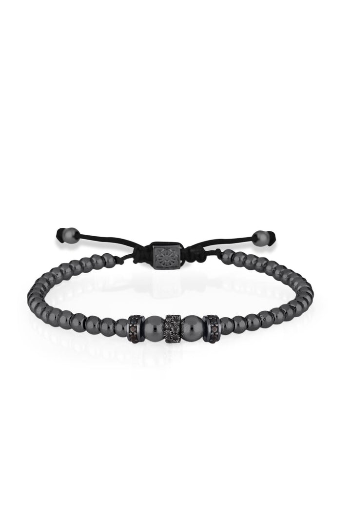 NVM FRNCH Smoke Color Men's Macrame Bracelet with Zircon Stone FRJ11217317-B - Gondomar