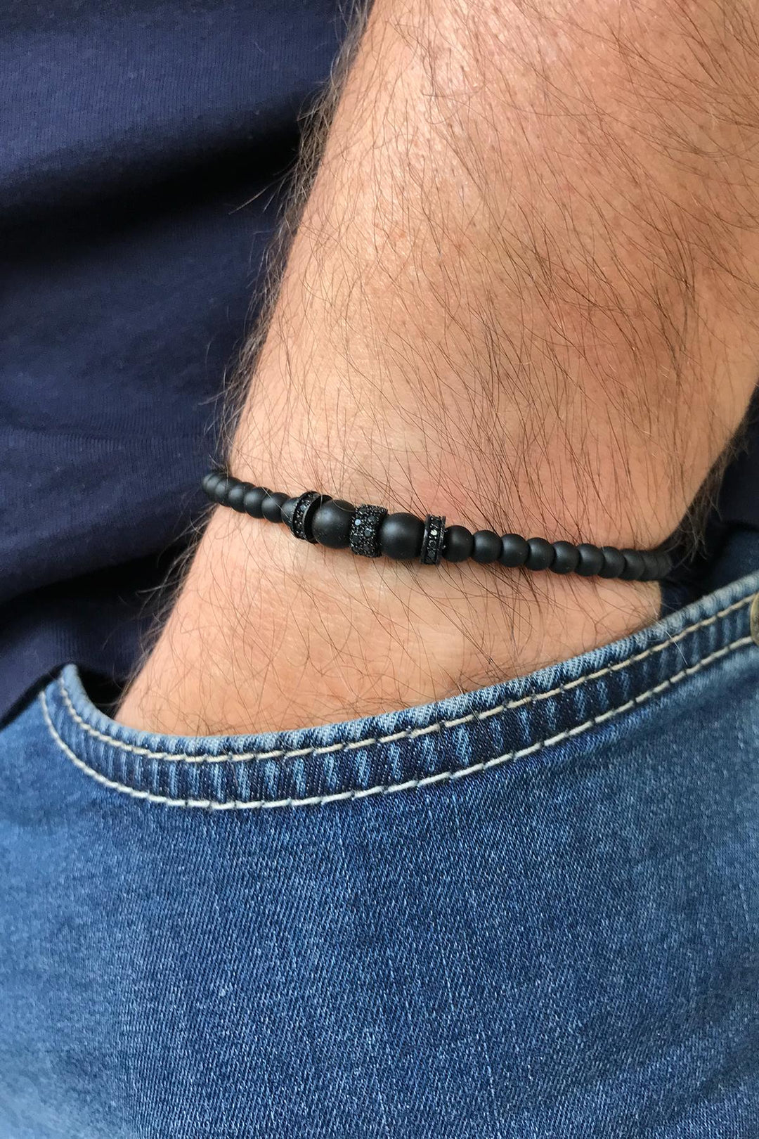 NVM FRNCH Black Matte Men's Macrame Bracelet с цирконом камнем Frj11217317 -B2 - Zaporizhzhia