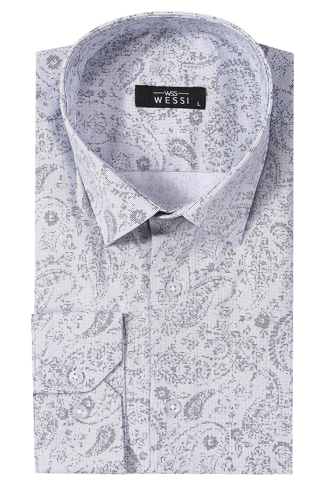 WSS Patterned Men's White Shirt  - Singen