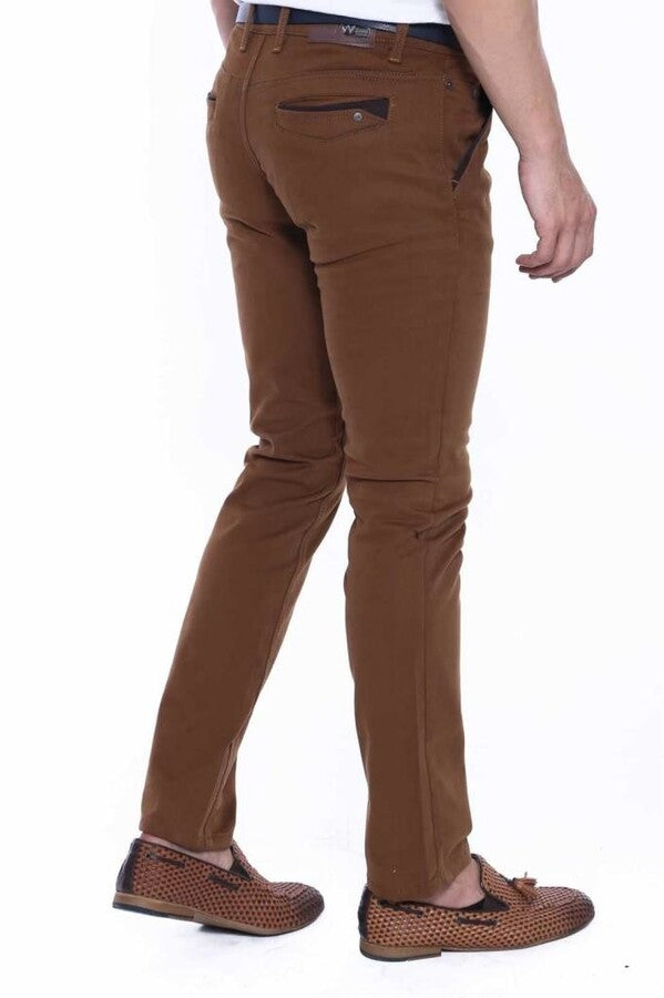 WSS Gabardin Pockets Brown Men Pants  - Singen