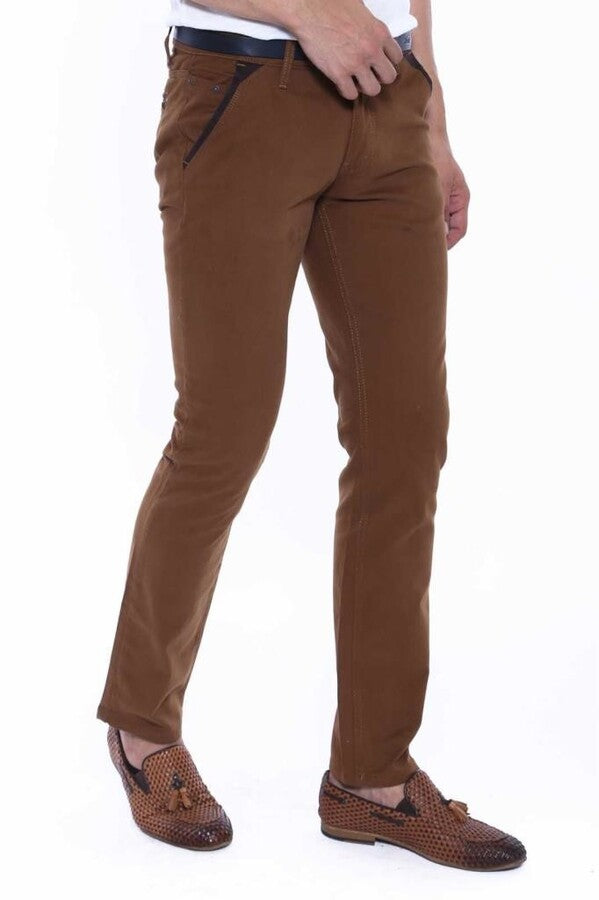 WSS Gabardin Pockets Brown Men Pants  - Singen